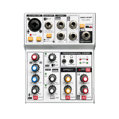 VoiceKraft VKUPC Пасивен миксер 2 моно канала / 1 stereo, USB и Bluetooth