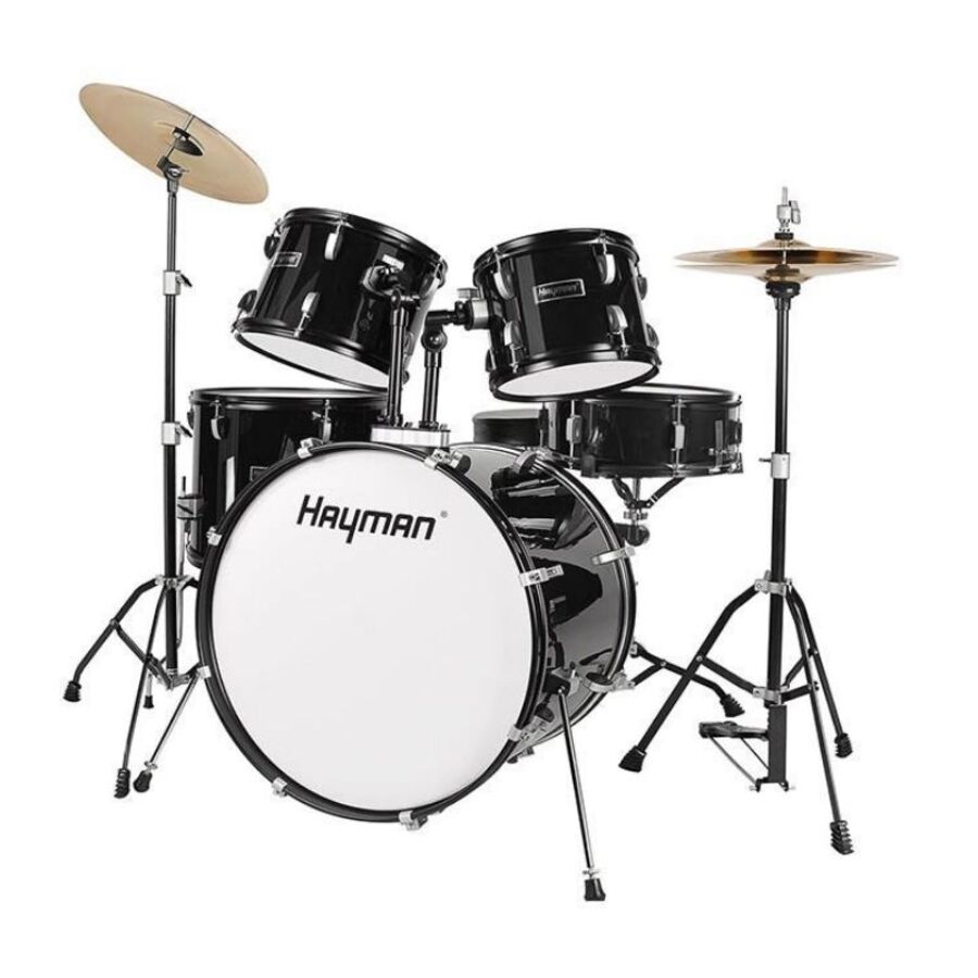 Hayman HM100BK Комплект акустични барабани Делукс, с включен обков и чинели, черен