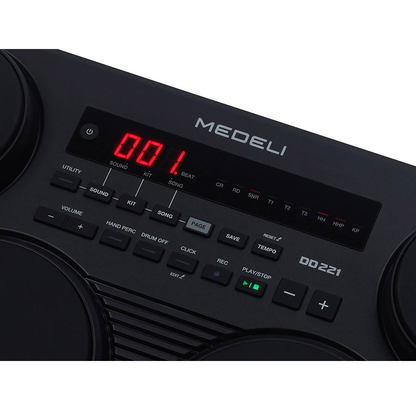 Medeli DD221 Комплект електронни барабани, със 7 падa, педали и включени палки, черен