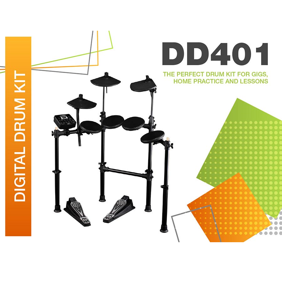 Medeli DD401 Комплект електронни барабани, със 7 пада и 2 педала, черен