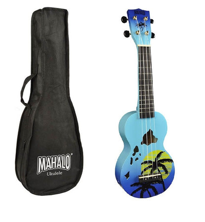 Mahalo MD1HABUB Комплект сопрано укулеле, Blue Burst, калъф, 3 перца